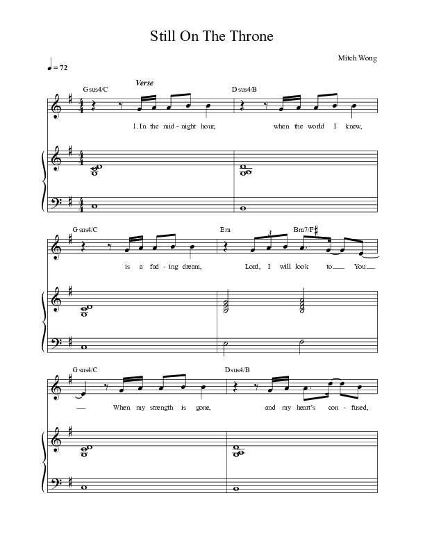 Still On The Throne Piano/Melody (Mitch Wong)