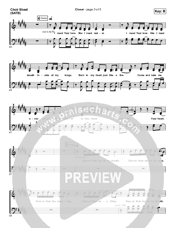 Closer Choir Sheet (SATB) (Maverick City Music)