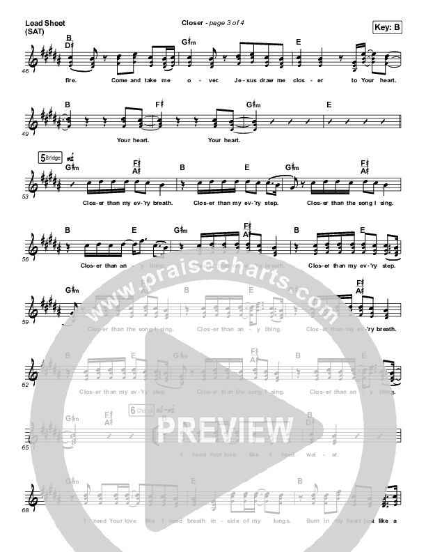 Closer Lead Sheet (SAT) (Maverick City Music)
