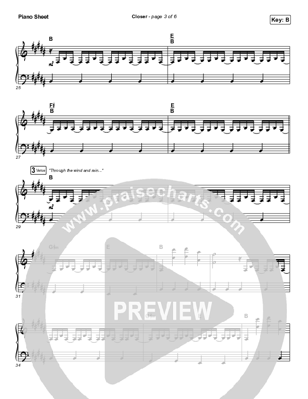 Closer Piano Sheet (Maverick City Music)