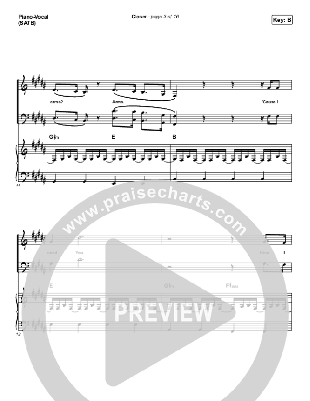 Closer Piano/Vocal (SATB) (Maverick City Music)