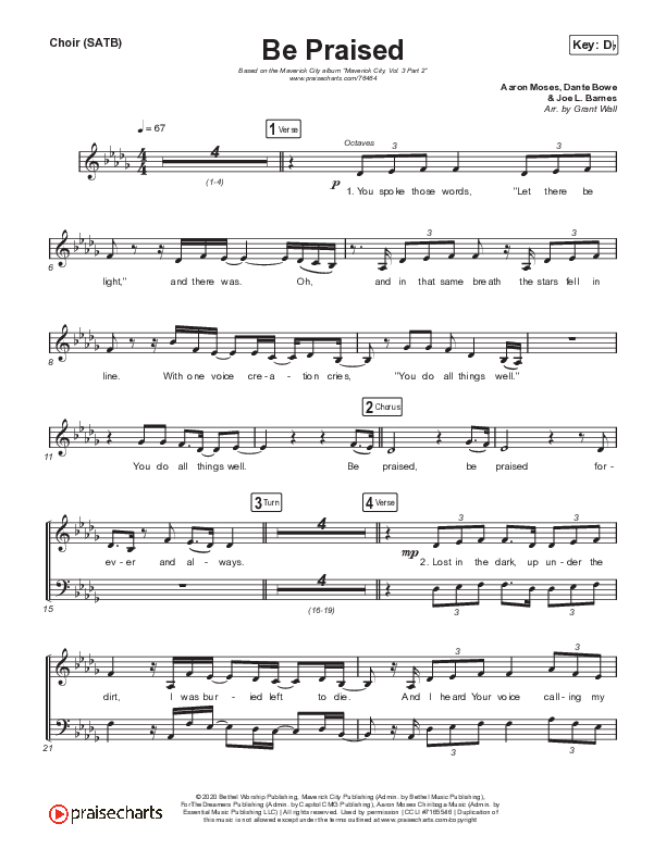 Be Praised Choir Sheet (SATB) (Maverick City Music)
