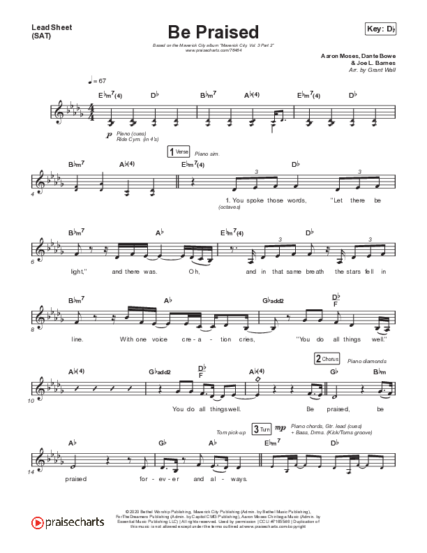 Be Praised Lead Sheet (SAT) (Maverick City Music)