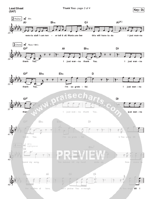 Thank You Lead Sheet (SAT) (Maverick City Music)