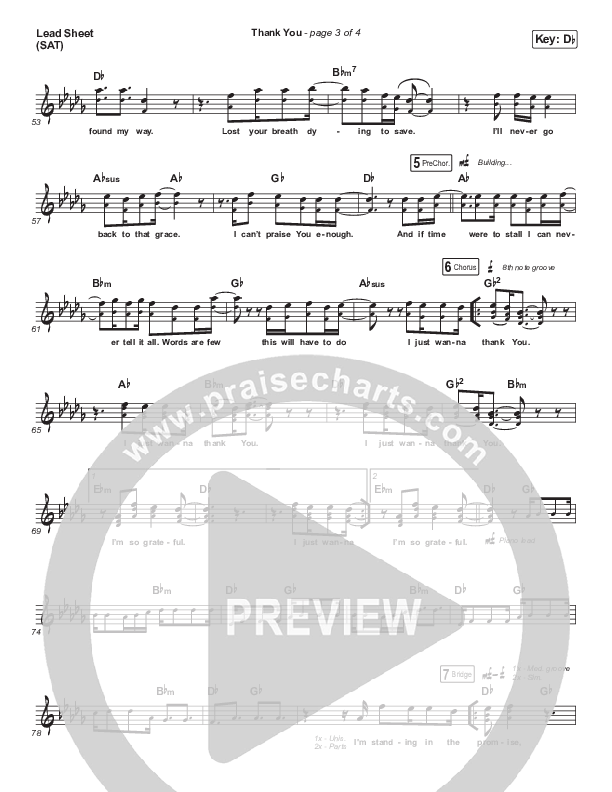 Thank You Lead Sheet (SAT) (Maverick City Music)