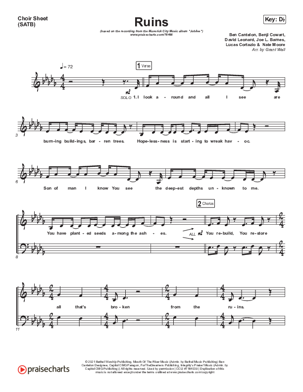Ruins Choir Sheet (SATB) (Maverick City Music)