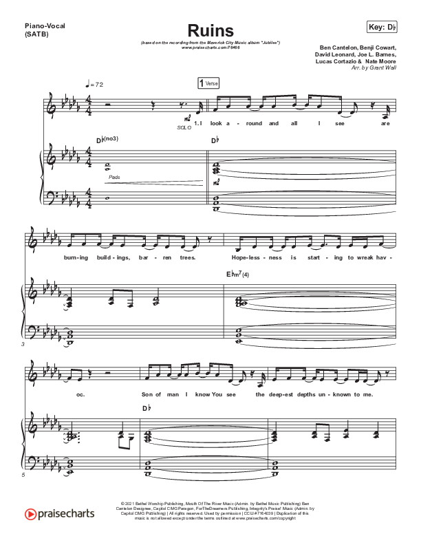 Ruins Piano/Vocal (SATB) (Maverick City Music)