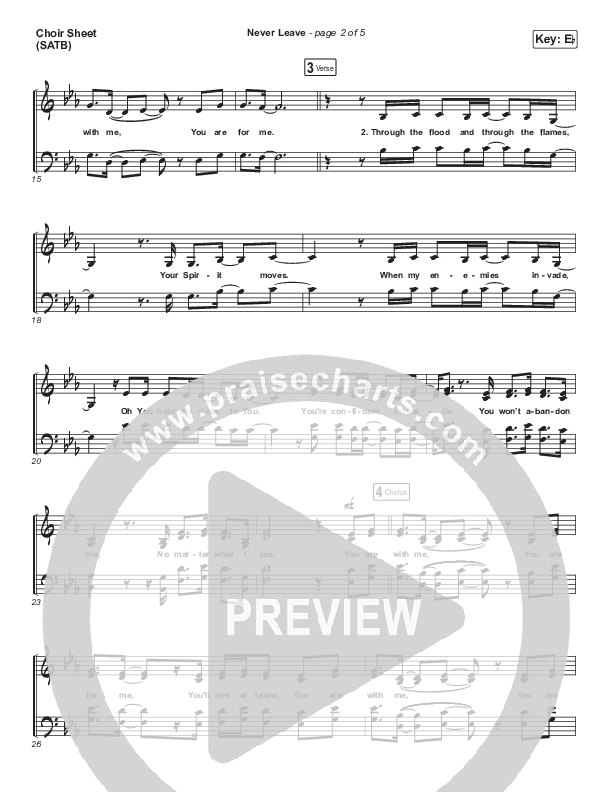 Never Leave Choir Sheet (SATB) (Red Rocks Worship)