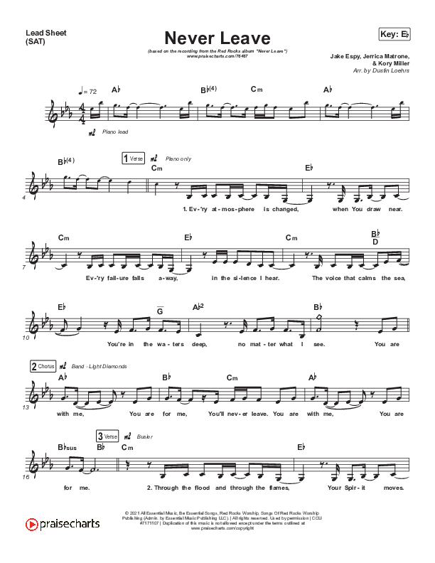 Never Leave Lead Sheet (SAT) (Red Rocks Worship)