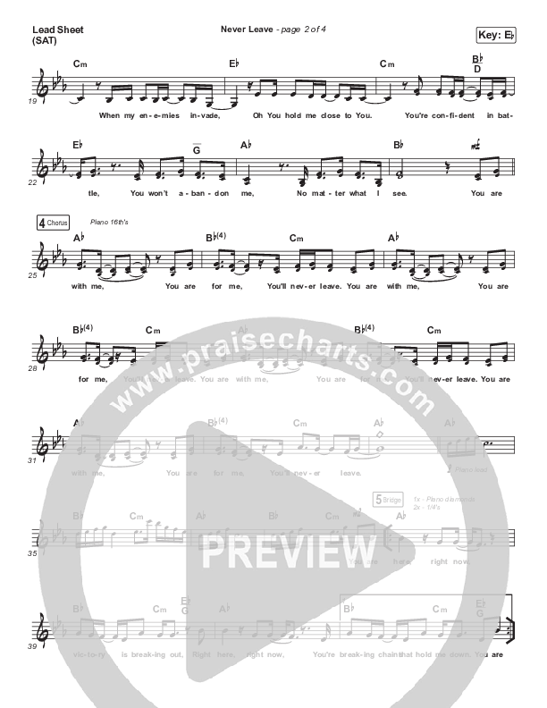 Never Leave Lead Sheet (SAT) (Red Rocks Worship)