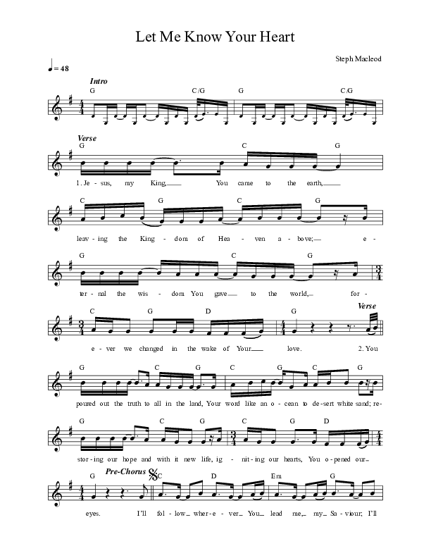 Let Me Know Your Heart Lead Sheet (Steph Macleod)