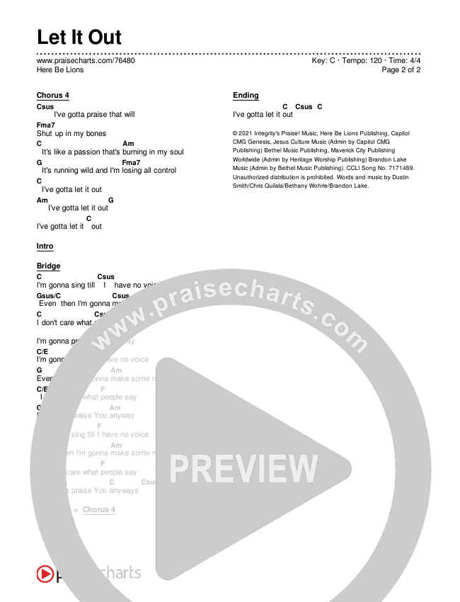 Let It Out Chords & Lyrics (Here Be Lions)