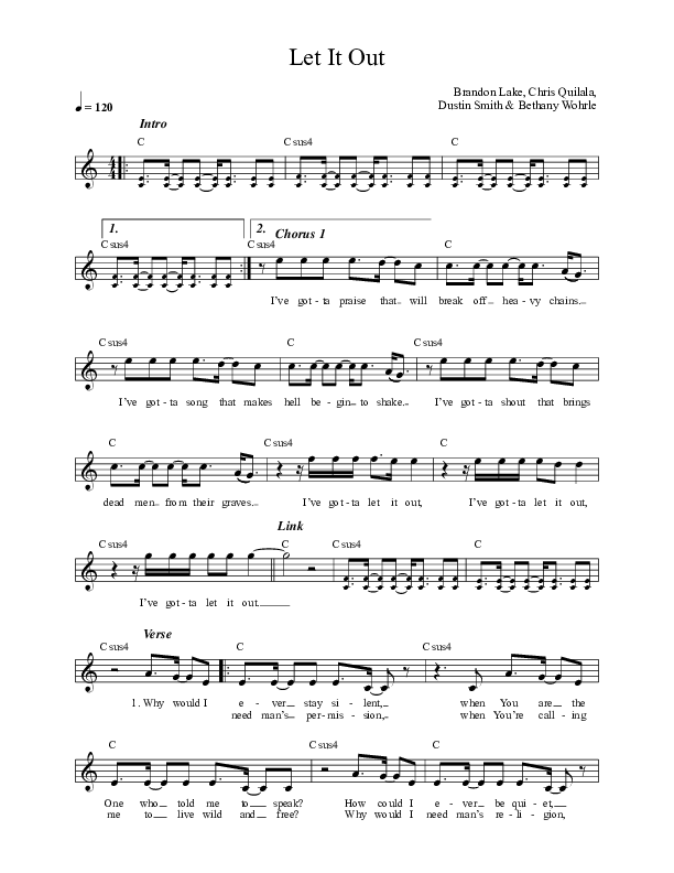 Let It Out Lead Sheet (Here Be Lions)