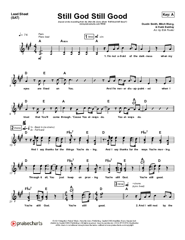 Still God Still Good Lead Sheet (SAT) (Here Be Lions)