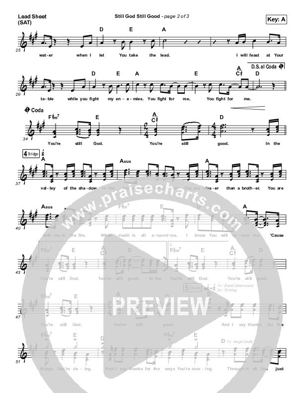 Still God Still Good Lead Sheet (SAT) (Here Be Lions)