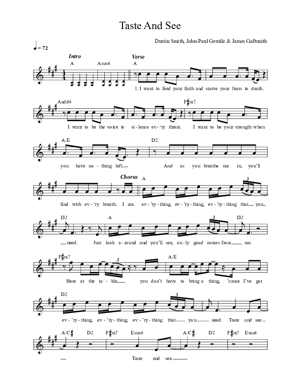 Taste And See Lead Sheet (Here Be Lions)