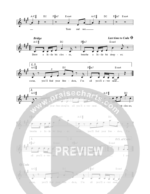 Taste And See Lead Sheet (Here Be Lions)