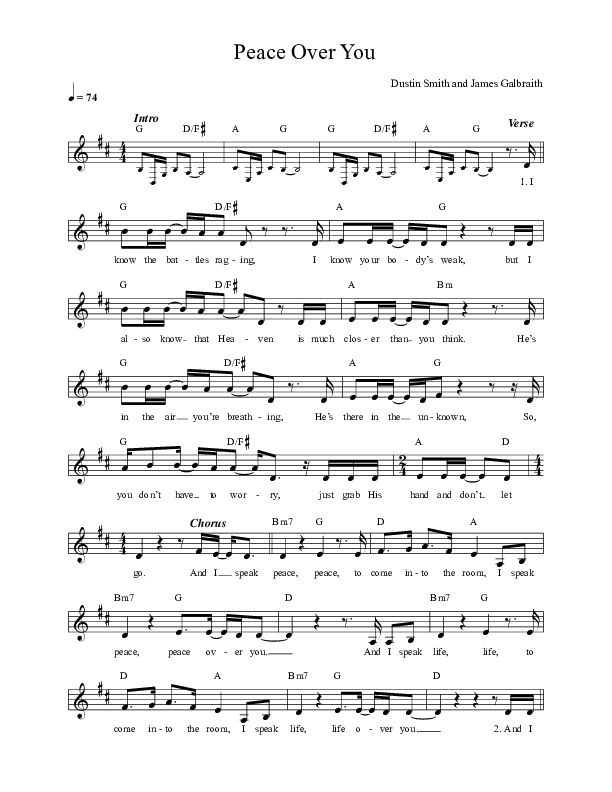 Peace Over You Lead Sheet (Here Be Lions)