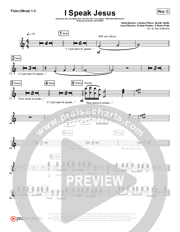 I Speak Jesus Flute/Oboe 1/2/3 (Here Be Lions)