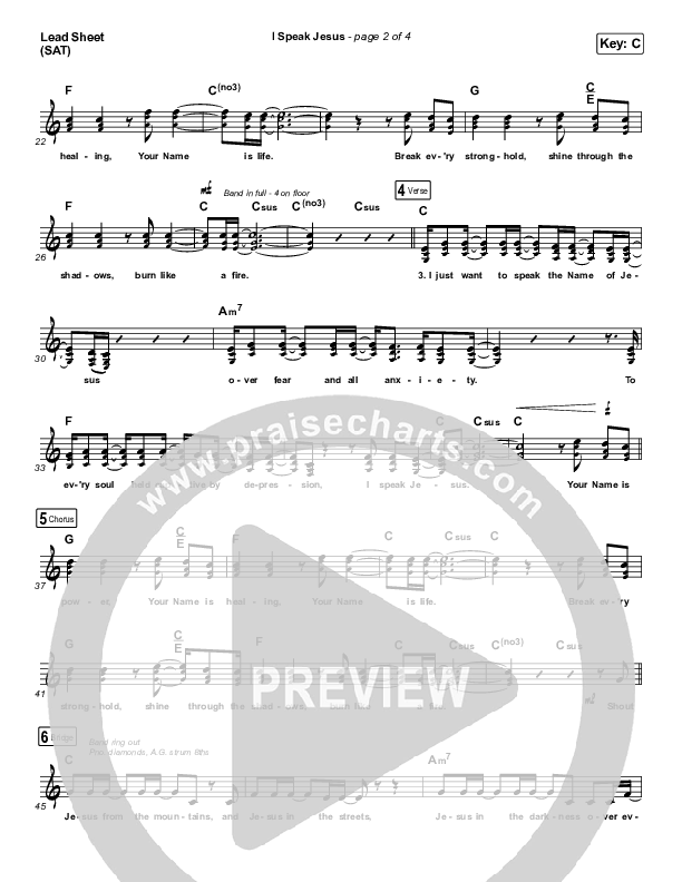 I Speak Jesus Lead Sheet (SAT) (Here Be Lions)