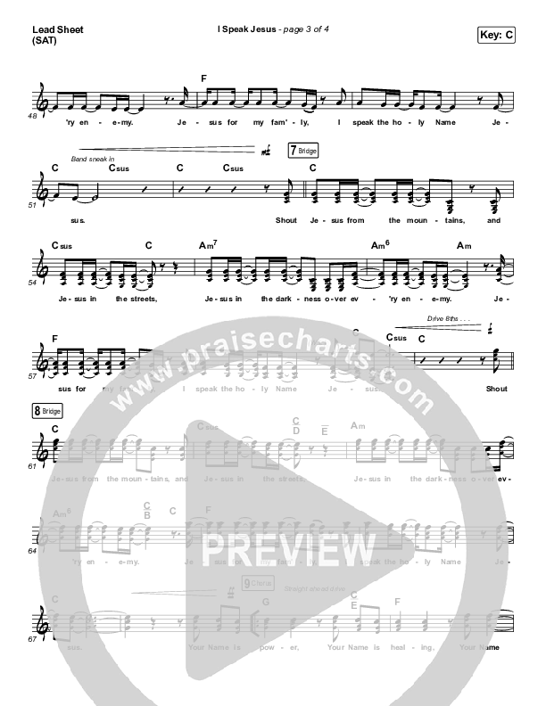 I Speak Jesus Lead Sheet (SAT) (Here Be Lions)