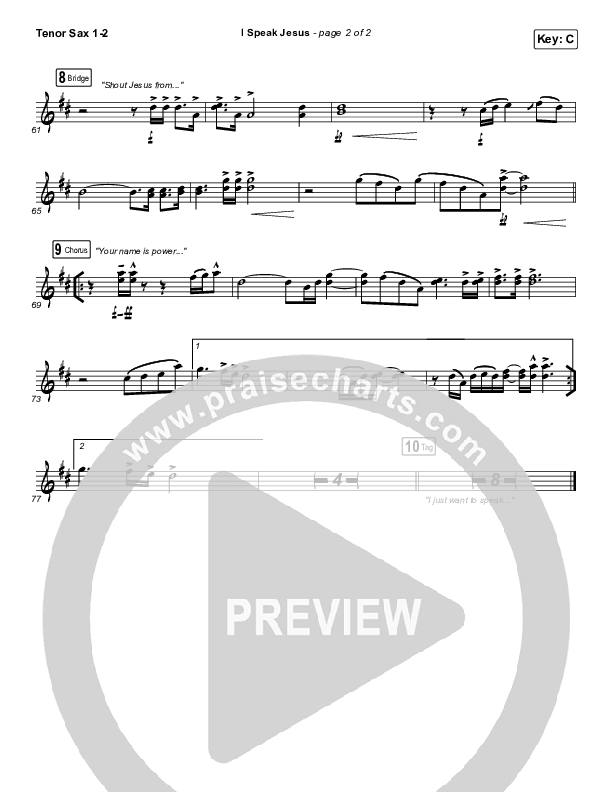 I Speak Jesus Tenor Sax 1/2 (Here Be Lions)