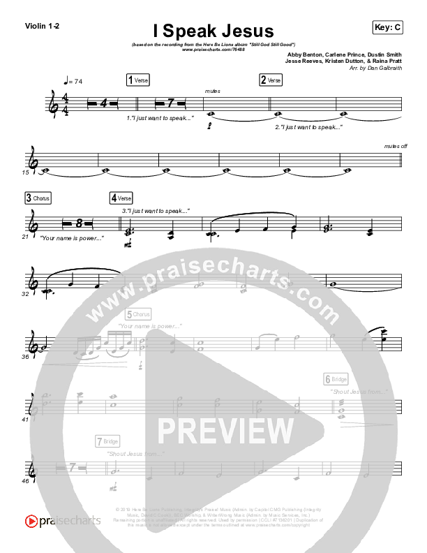 I Speak Jesus Violin 1/2 (Here Be Lions)