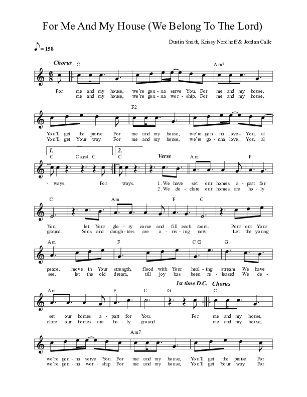 For Me And My House (We Belong To The Lord) Lead Sheet (Here Be Lions)
