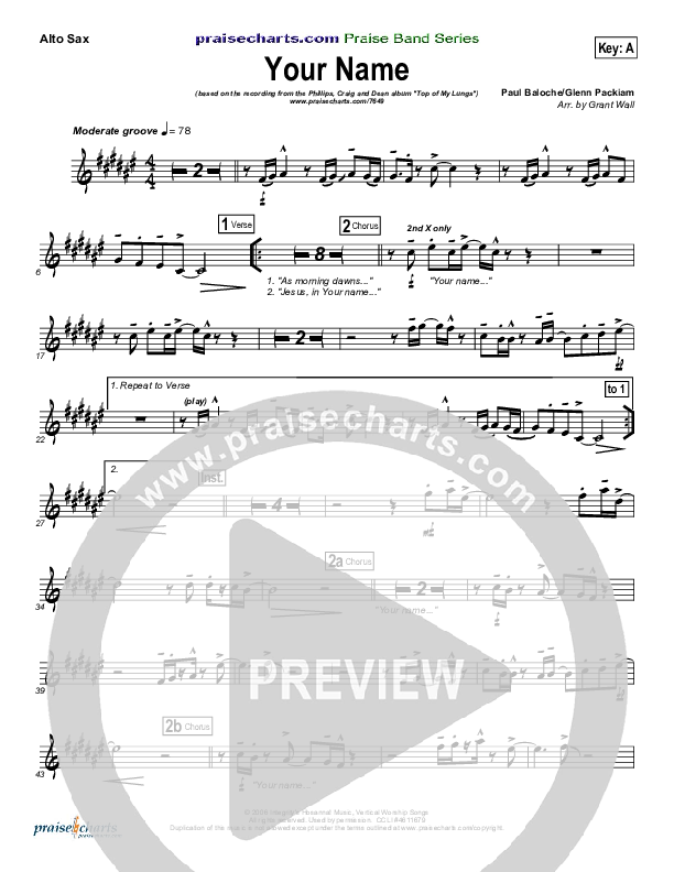 Your Name Alto Sax (Phillips Craig & Dean)