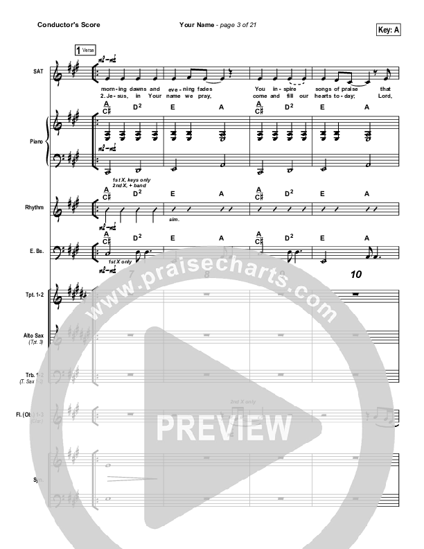 Your Name Conductor's Score (Phillips Craig & Dean)