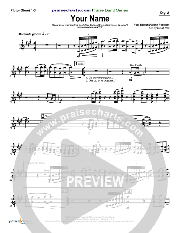 Your Name Flute/Oboe 1/2/3 (Phillips Craig & Dean)