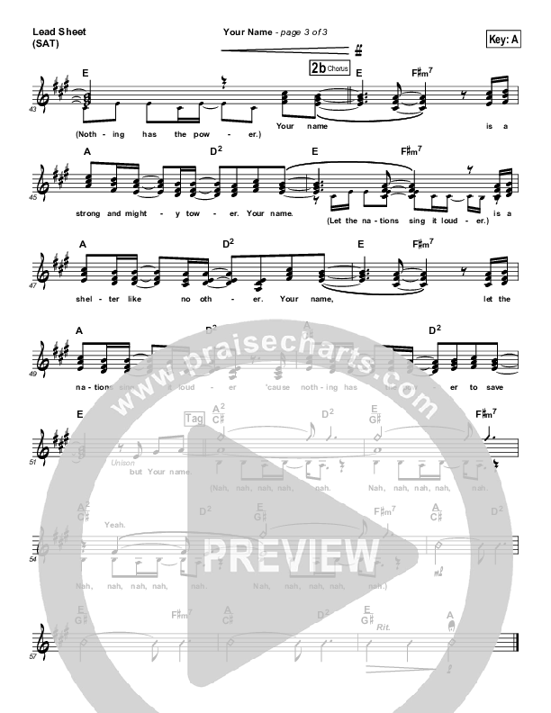 Your Name Lead Sheet (SAT) (Phillips Craig & Dean)