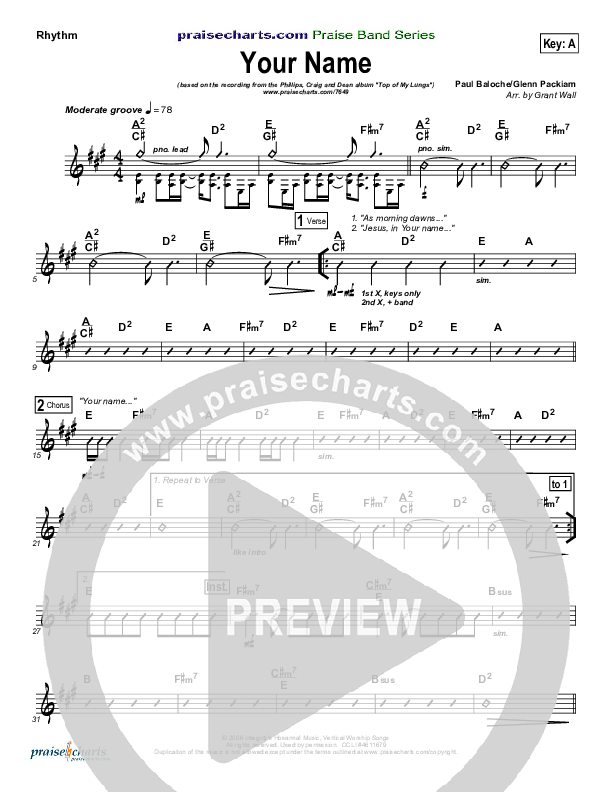 Your Name Rhythm Chart (Phillips Craig & Dean)