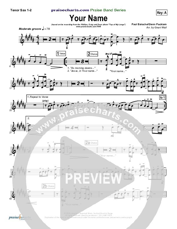 Your Name Tenor Sax 1/2 (Phillips Craig & Dean)