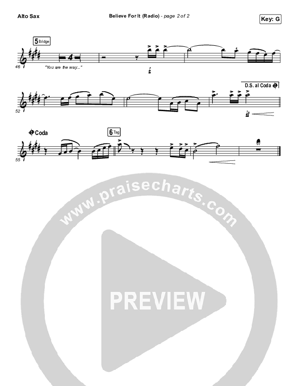 Believe For It (Radio) Alto Sax (CeCe Winans)