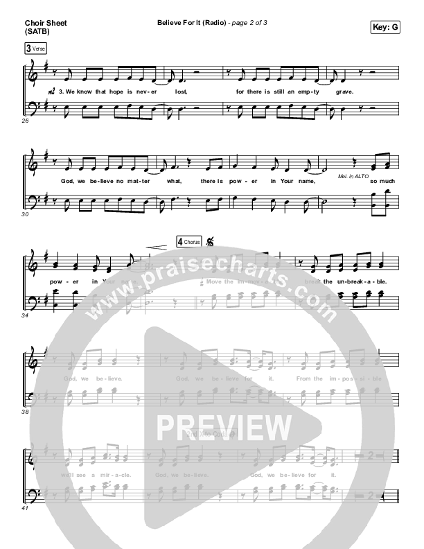 Believe For It (Radio) Choir Sheet (SATB) (CeCe Winans)