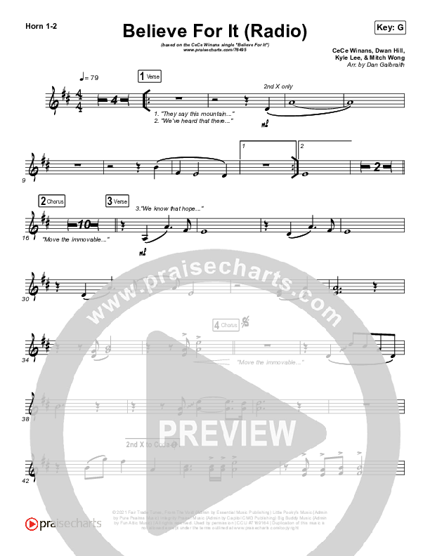 Believe For It (Radio) French Horn 1,2 (CeCe Winans)