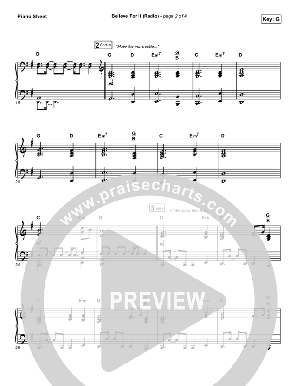 Believe For It (Radio) Piano Sheet (CeCe Winans)