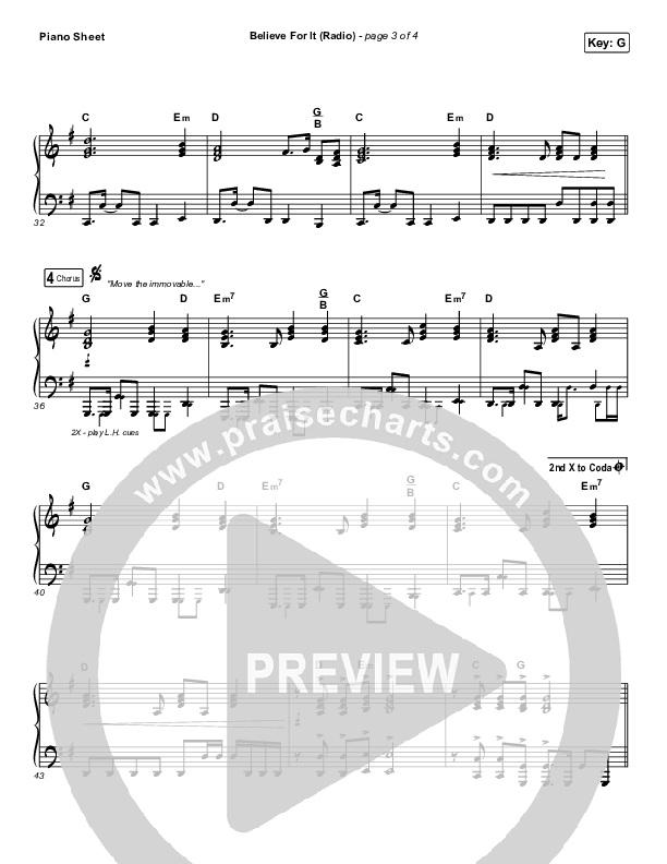 Believe For It (Radio) Piano Sheet (CeCe Winans)