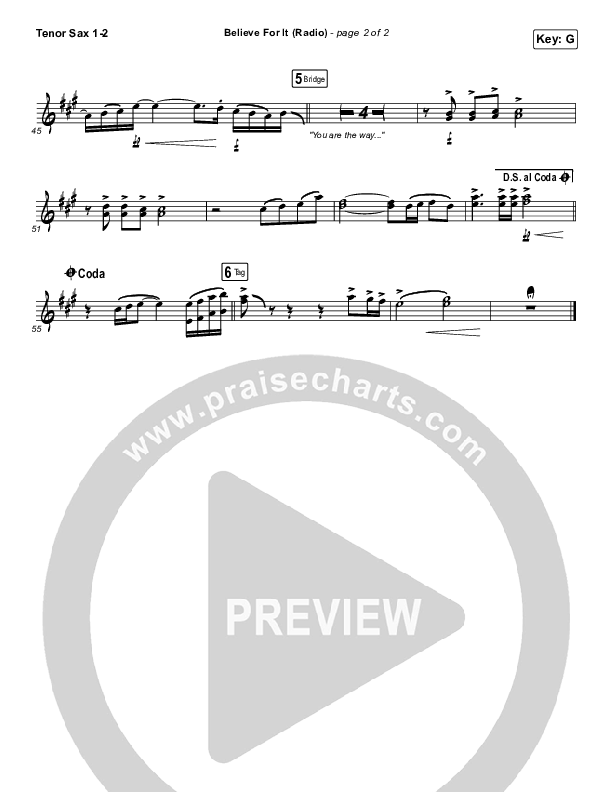 Believe For It (Radio) Tenor Sax 1,2 (CeCe Winans)