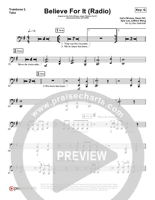 Believe For It (Radio) Trombone 1,2 (CeCe Winans)