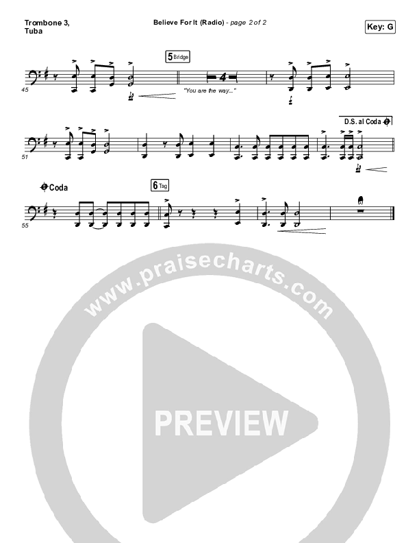 Believe For It (Radio) Trombone 3/Tuba (CeCe Winans)