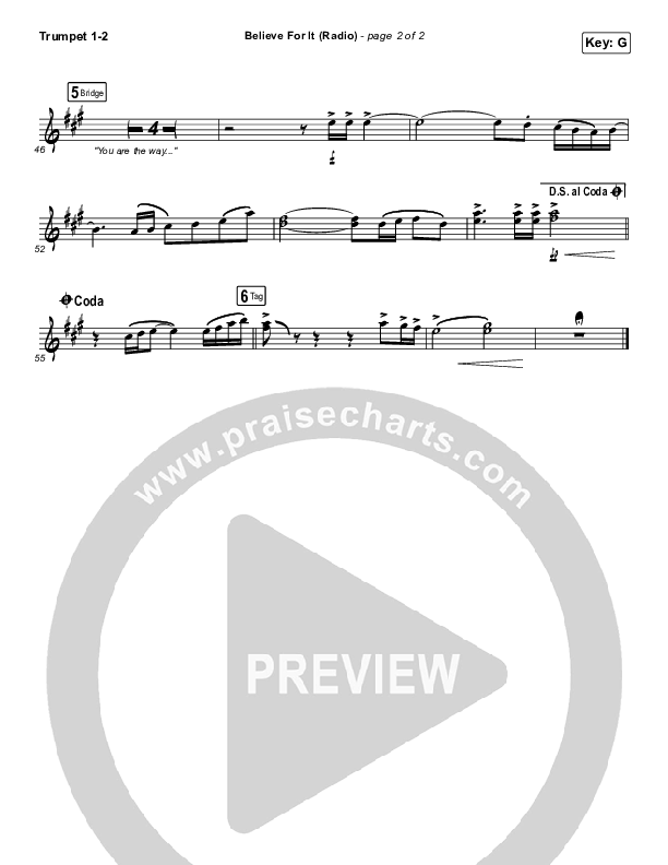 Believe For It (Radio) Trumpet 1,2 (CeCe Winans)