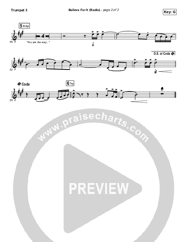 Believe For It (Radio) Trumpet 3 (CeCe Winans)