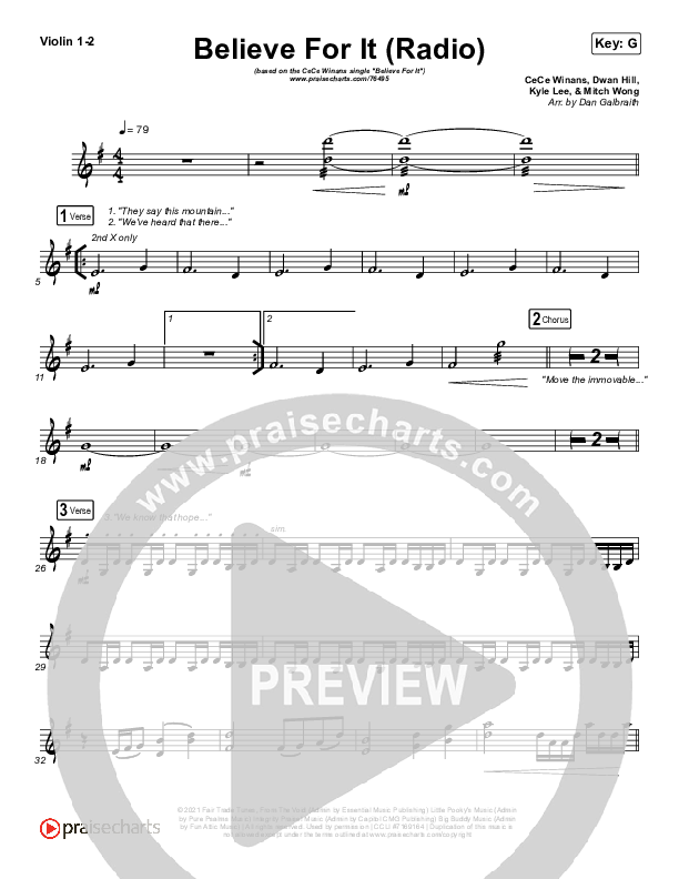Believe For It (Radio) Violin 1,2 (CeCe Winans)