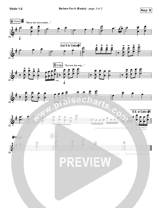 Believe For It (Radio) Violin 1,2 (CeCe Winans)