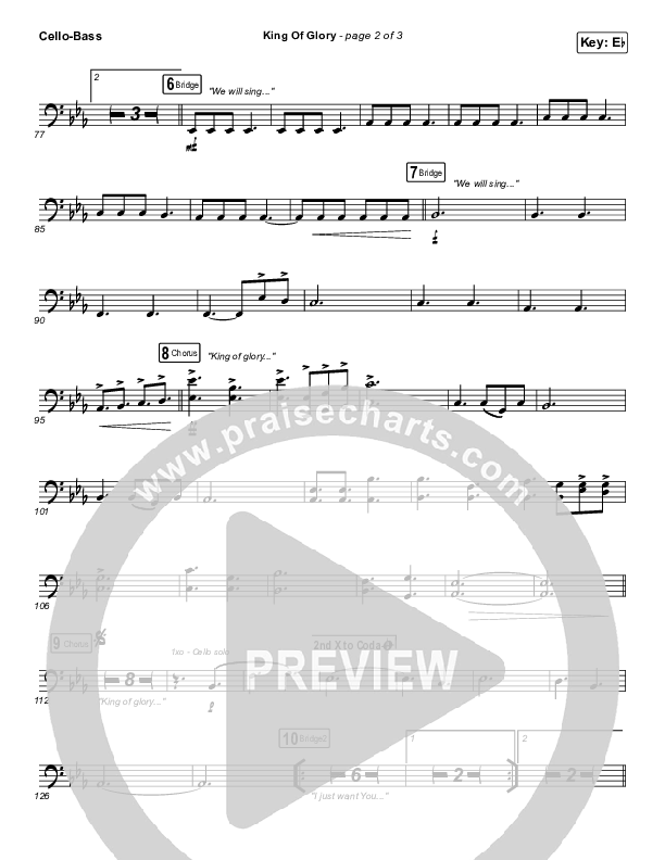 King Of Glory (Live) Cello/Bass (CeCe Winans)