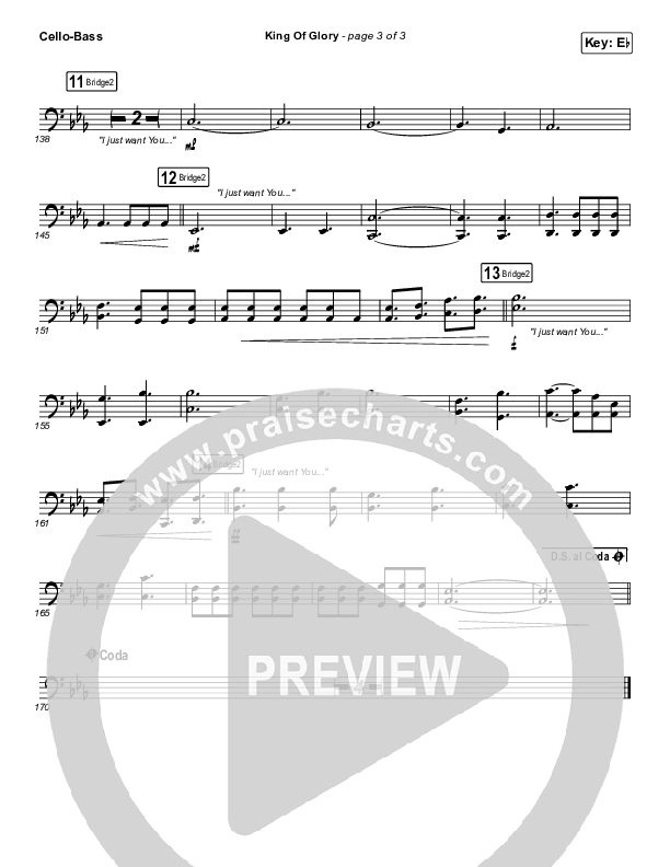 King Of Glory (Live) Cello/Bass (CeCe Winans)