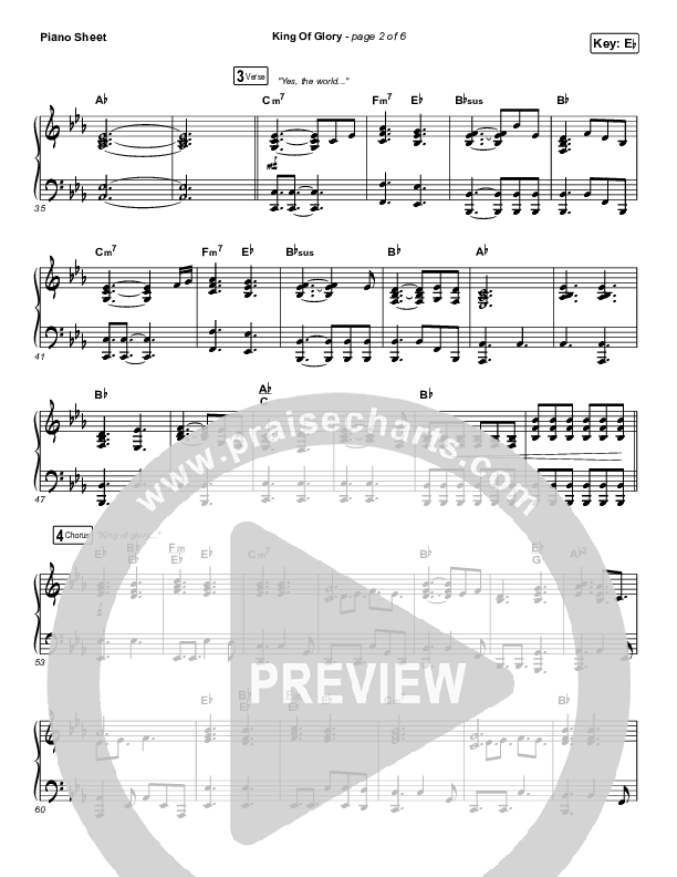 King Of Glory (Live) Piano Sheet (CeCe Winans)