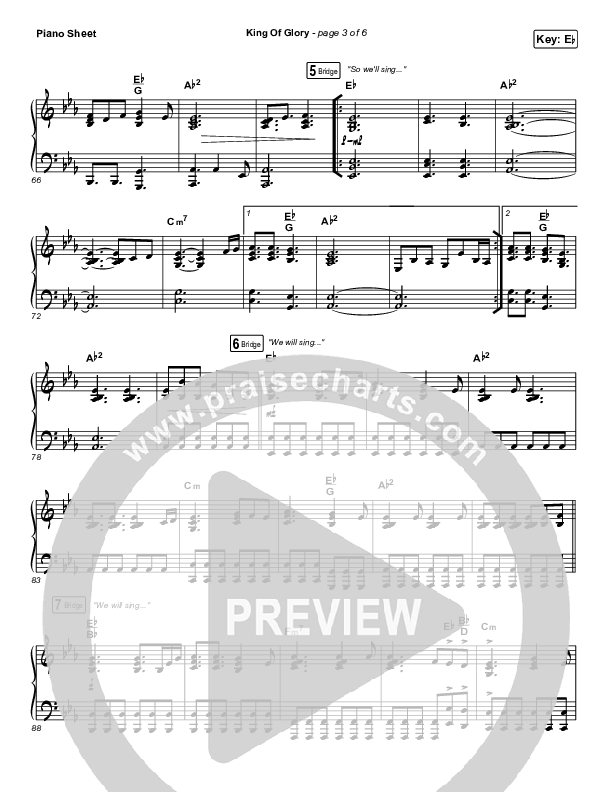 King Of Glory (Live) Piano Sheet (CeCe Winans)